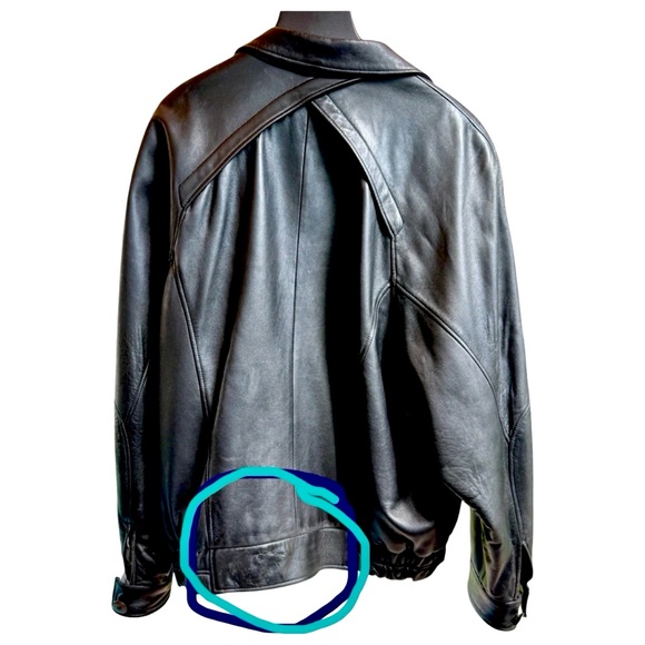 Collezione Vintage Lambsuede Leather Jacket 44 Black Bomber Moto Italy “Flaw” - Picture 3 of 7